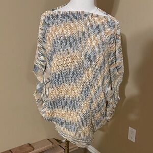 Easel Gray and Tan Knit Women's Poncho